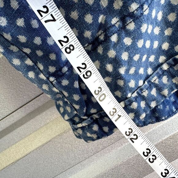 Anthropologie Hei Hei Romper Womens Size 4 Polka Dot Linen Pockets Chambray Boho - Picture 7 of 13